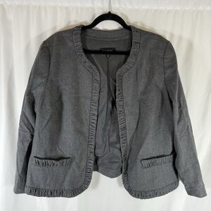 Talbots Wool Blend Jacket Women's 20 Solid Grey Open Front Office